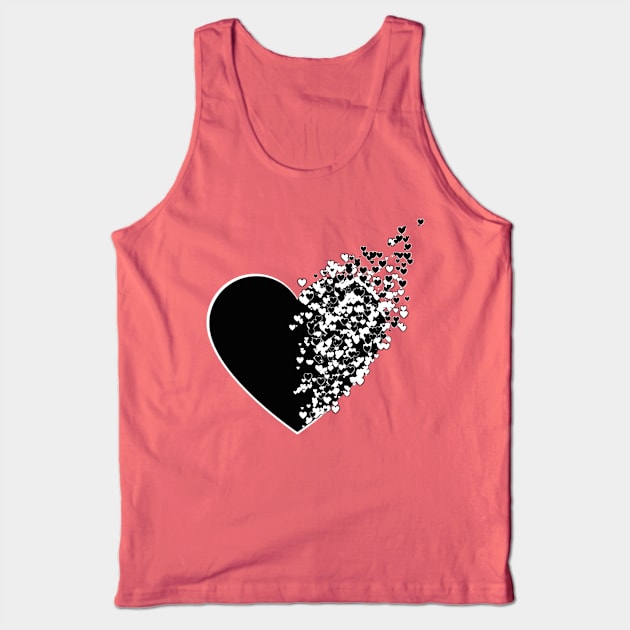 Black and White Breaking Heart Tank Top by Designs_by_KC